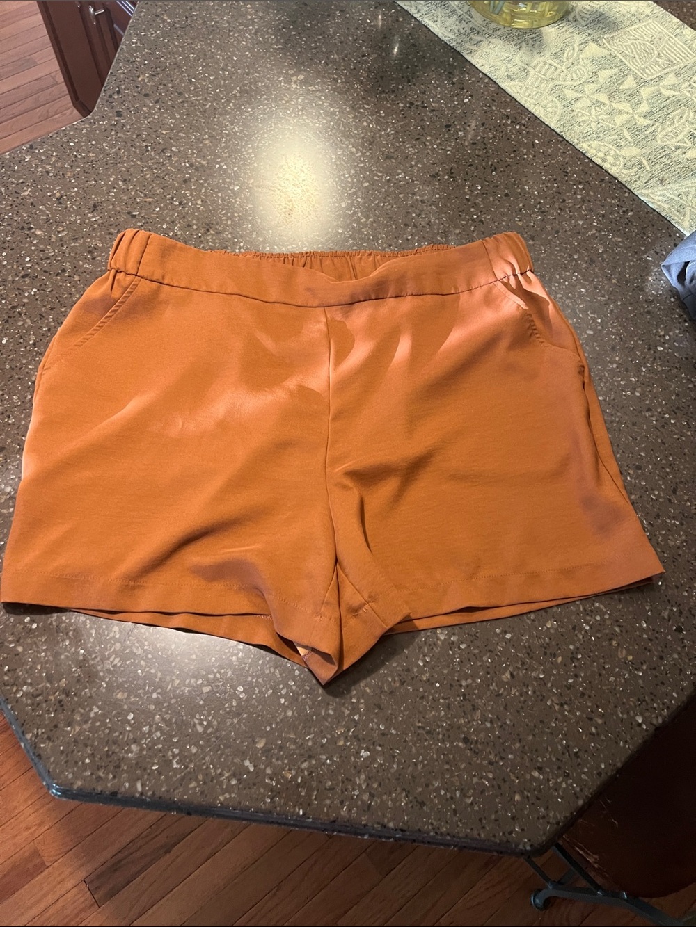 Women’s Rust Orange Casual Elastic-Waist Shorts